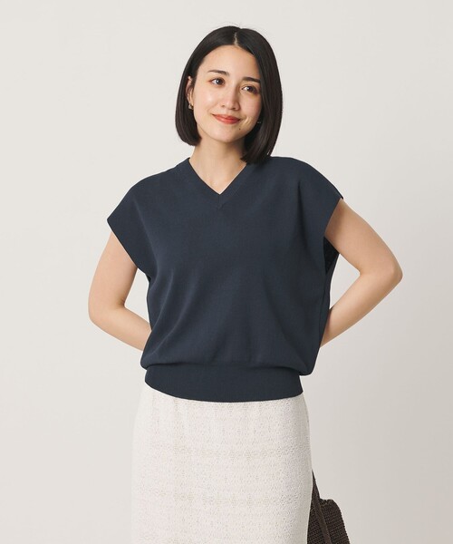 BEAUTY&YOUTH UNITED ARROWS(ビューティーアンドユースユナイテッドアローズ)の「フルニードル フレンチスリーブ ニットプルオーバー ウォッシャブル(ニット/セーター・レディース・ダークブラウン/ネイビー/オフホワイト・FREE)」の5枚目の写真