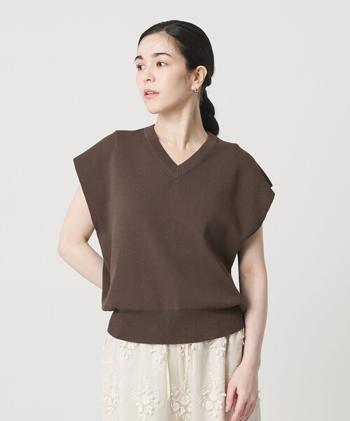 BEAUTY&YOUTH UNITED ARROWS(ビューティーアンドユースユナイテッドアローズ)の「フルニードル フレンチスリーブ ニットプルオーバー ウォッシャブル(ニット/セーター・レディース・ダークブラウン/ネイビー/オフホワイト・FREE)」の11枚目の写真