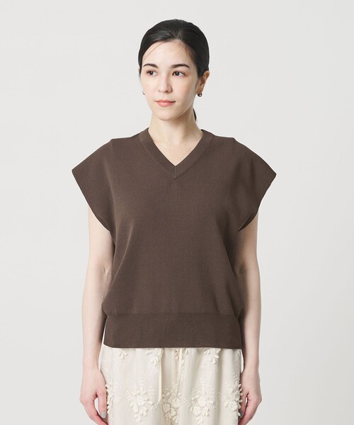 BEAUTY&YOUTH UNITED ARROWS(ビューティーアンドユースユナイテッドアローズ)の「フルニードル フレンチスリーブ ニットプルオーバー ウォッシャブル(ニット/セーター・レディース・ダークブラウン/ネイビー/オフホワイト・FREE)」の19枚目の写真
