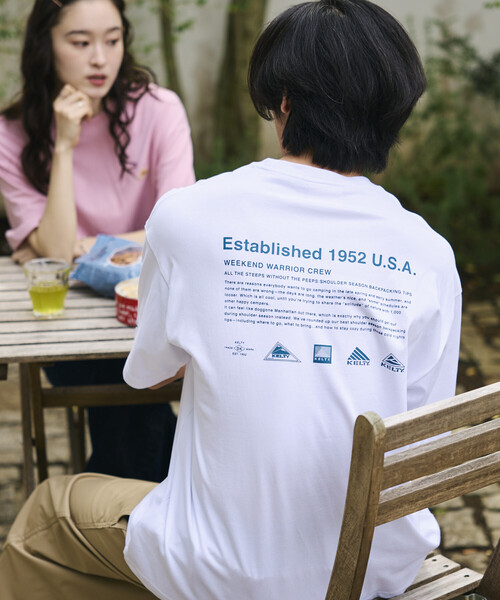 FREAK'S STORE(フリークスストア)の「<UVカット・接触冷感・吸水速乾>KELTY×FREAK’S STORE/ケルティ 別注 ビッグシルエット ヒストリーロゴ バックプリント Tシャツ 限定展開(Tシャツ/カットソー・メンズ・スミクロ/ベージュ/ピンク/ホワイト/杢グレー・LARGE/MEDIUM/SMALL)」の2枚目の写真