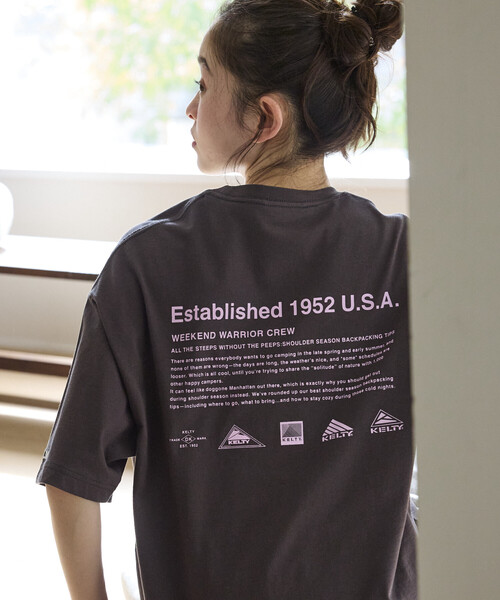 FREAK'S STORE(フリークスストア)の「<UVカット・接触冷感・吸水速乾>KELTY×FREAK’S STORE/ケルティ 別注 ビッグシルエット ヒストリーロゴ バックプリント Tシャツ 限定展開(Tシャツ/カットソー・メンズ・スミクロ/ベージュ/ピンク/ホワイト/杢グレー・LARGE/MEDIUM/SMALL)」の21枚目の写真