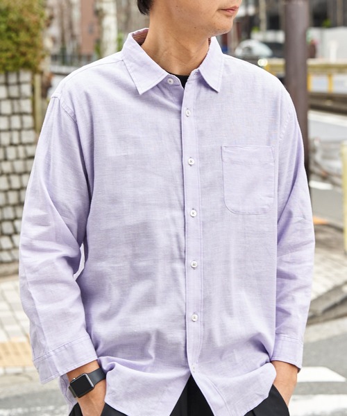 VENCEEXCHANGE(ヴァンスエクスチェンジ)の「フレンチリネン 7分袖レギュラーカラーシャツ(シャツ/ブラウス・メンズ・ライラック/ベージュ/オレンジ/グリーン/ホワイト/ブルー・LL)」の22枚目の写真