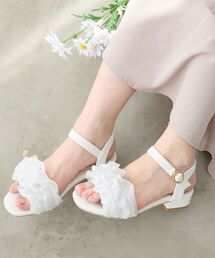 MAJESTIC LEGON | ローヒールフリルビジューサンダル(サンダル)