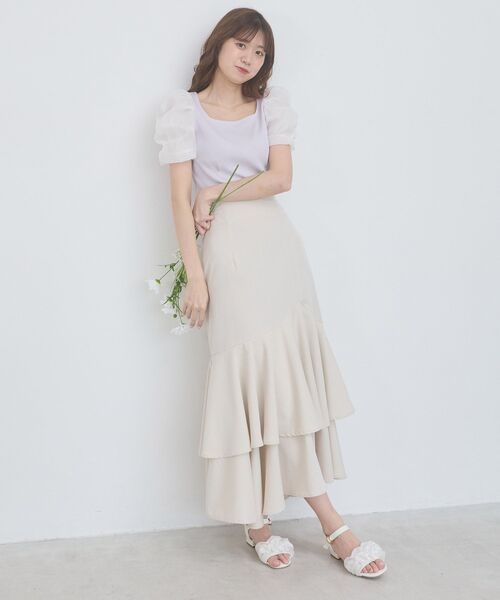 MAJESTIC LEGON（マジェスティックレゴン）の「ローヒールフリルビジューサンダル（サンダル・レディース・アイボリー/ブラック/ライトグレー/オフホワイト・SMALL/MEDIUM/LARGE/X-LARGE）」の12枚目の写真