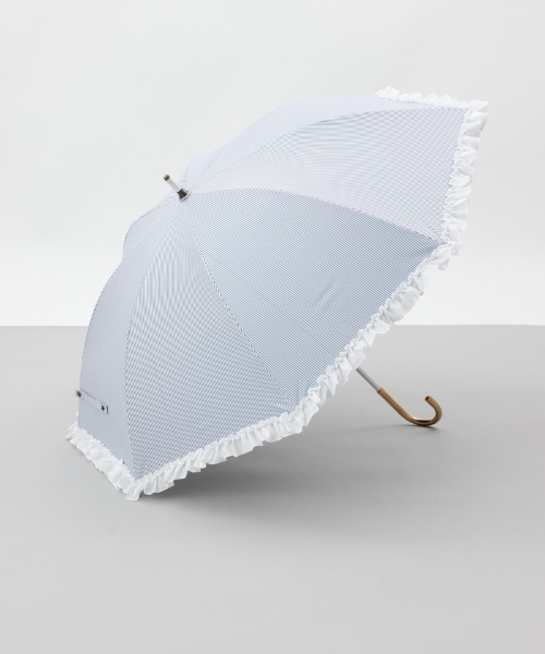 dazzlin（ダズリン）の「【dazzlin(ダズリン)】ストライプ・ドットフリル晴雨兼用傘（長傘）（長傘・レディース・ダークネイビー/ホワイト/サックスブルー/ペールイエロー/ライトピンク/ネイビー・FREE）」の2枚目の写真