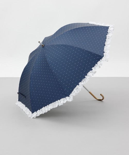 dazzlin（ダズリン）の「【dazzlin(ダズリン)】ストライプ・ドットフリル晴雨兼用傘（長傘）（長傘・レディース・ダークネイビー/ホワイト/サックスブルー/ペールイエロー/ライトピンク/ネイビー・FREE）」の4枚目の写真