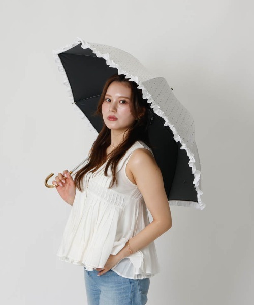 dazzlin（ダズリン）の「【dazzlin(ダズリン)】ストライプ・ドットフリル晴雨兼用傘（長傘）（長傘・レディース・ダークネイビー/ホワイト/サックスブルー/ペールイエロー/ライトピンク/ネイビー・FREE）」の18枚目の写真