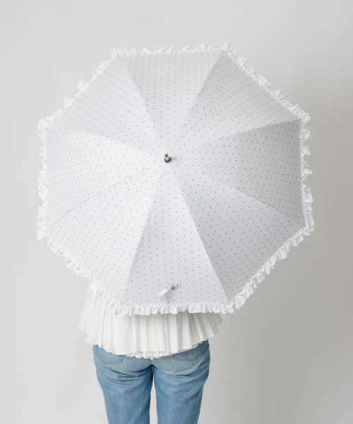 dazzlin（ダズリン）の「【dazzlin(ダズリン)】ストライプ・ドットフリル晴雨兼用傘（長傘）（長傘・レディース・ダークネイビー/ホワイト/サックスブルー/ペールイエロー/ライトピンク/ネイビー・FREE）」の10枚目の写真