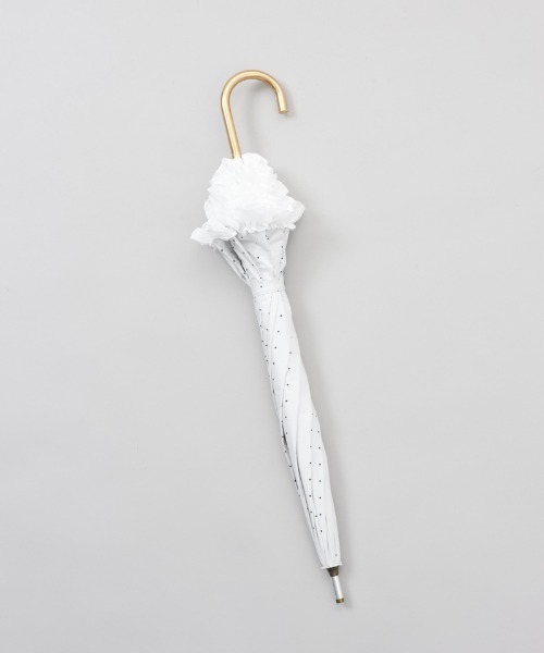 dazzlin（ダズリン）の「【dazzlin(ダズリン)】ストライプ・ドットフリル晴雨兼用傘（長傘）（長傘・レディース・ダークネイビー/ホワイト/サックスブルー/ペールイエロー/ライトピンク/ネイビー・FREE）」の9枚目の写真