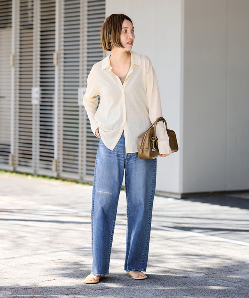 FRAMeWORK(フレームワーク)の「コットンナイロンシアー天竺シャツ(Tシャツ/カットソー・レディース・ピンク/グリーン/チャコールグレー/アイボリー・FREE)」の13枚目の写真
