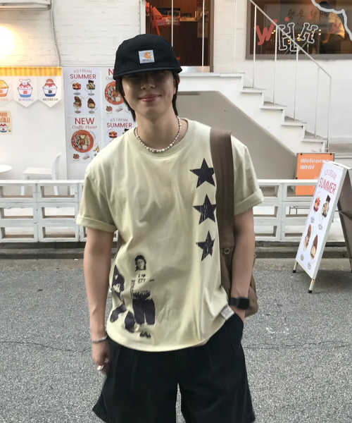 GRAVER（グレーバー）の「[ユニセックス]STAR3 半袖Tシャツ_7カラー（Tシャツ/カットソー・レディース・ブラック/ホワイト/ベージュ/ライトグレー/チャコールグレー/コバルトブルー/ネイビー/ダークグレー/ブラック系その他・MEDIUM/SMALL/LARGE/X-LARGE）」の15枚目の写真