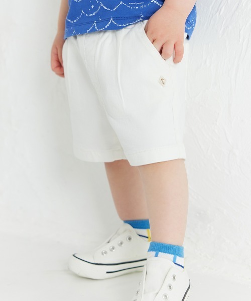 moimoln（モイモルン）の「サン＆ムーンデニムショートパンツ（デニムパンツ・キッズ・インディゴブルー/アイボリー・130cm/110cm/100cm/90cm/120cm）」の2枚目の写真