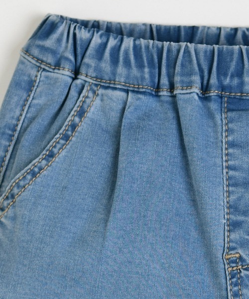 moimoln（モイモルン）の「サン＆ムーンデニムショートパンツ（デニムパンツ・キッズ・インディゴブルー/アイボリー・130cm/110cm/100cm/90cm/120cm）」の4枚目の写真