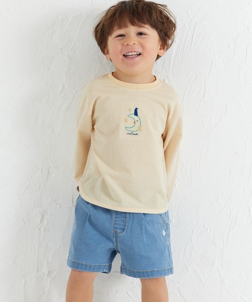 moimoln（モイモルン）の「サン＆ムーンデニムショートパンツ（デニムパンツ・キッズ・インディゴブルー/アイボリー・130cm/110cm/100cm/90cm/120cm）」の13枚目の写真