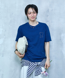 デニムライク半袖Tシャツインディゴ