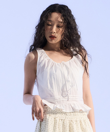 Ribbon Frill Blouse (WHITE)
