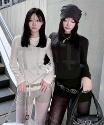 【nmtc+】cross studs long sleeve / 【エヌエムティーシープラス】クロススタッズ長袖Tシャツ<着用動画あり>