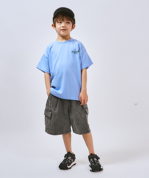 minimal(ミニマル)の「バックワッペンルーズ半袖Tシャツ(Tシャツ/カットソー・キッズ・ブルー/オフホワイト/チャコール・140cm/130cm/120cm/110cm/100cm/90cm)」の9枚目の写真