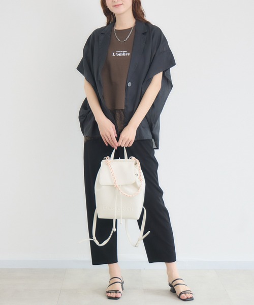 KATHARINE ROSS（キャサリンロス）の「【KATHARINE ROSS】ブライトコットン半袖シアージャケット（テーラードジャケット・レディース・ベージュ/ブラック・FREE）」の10枚目の写真