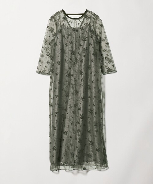 セール】＜kaene＞フロッキーサテン 2WAY ワンピース オリーブ