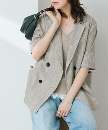 RIVE DROITE | 予約【こなれた印象に】バンピーチェックハーフスリーブジャケット(テーラードジャケット)