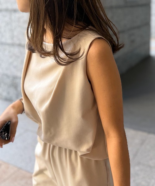 ST.ROONEY(セントルーニー)の「ドレープネックオールインワン【低身長・小柄女性向け】(つなぎ/オールインワン・レディース・ブラック/ベージュ・XS)」の10枚目の写真