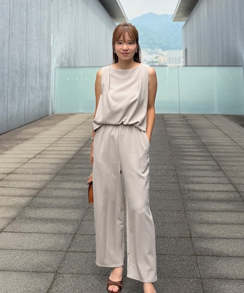 ST.ROONEY(セントルーニー)の「ドレープネックオールインワン【低身長・小柄女性向け】(つなぎ/オールインワン・レディース・ブラック/ベージュ・XS)」の22枚目の写真