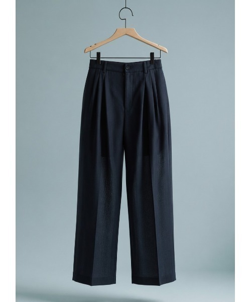 ATON / エイトン】TWIST WOOL GAUZE TWO TUCKED EASY PANTS