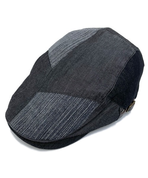 polcadot(ポルカドット)の「DENIM PATCH HUNTING/デニム パッチワーク ハンチング(ハンチング/ベレー帽・メンズ・ブラック/ネイビー・XL)」の6枚目の写真