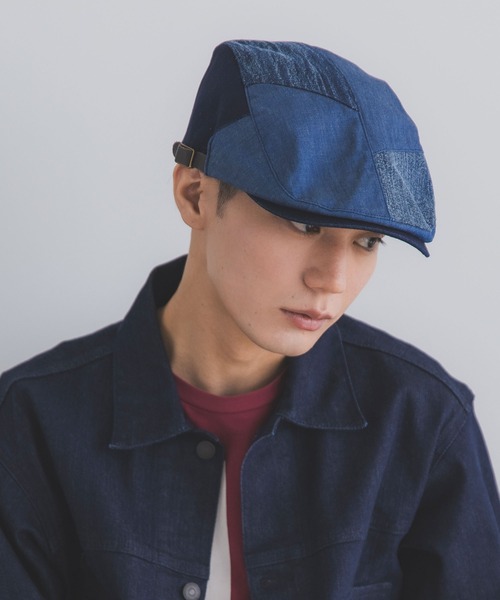 polcadot(ポルカドット)の「DENIM PATCH HUNTING/デニム パッチワーク ハンチング(ハンチング/ベレー帽・メンズ・ブラック/ネイビー・XL)」の3枚目の写真