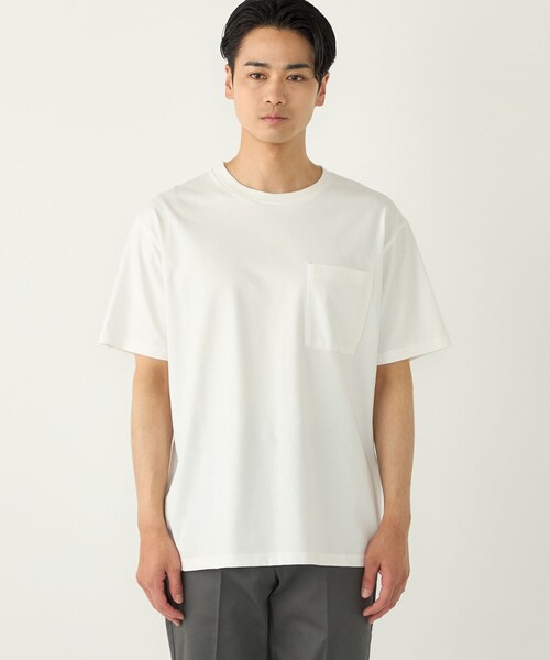 SHIPS Colors(シップス カラーズ)の「SHIPS Colors:〈吸水速乾・接触冷感・遮熱〉マルチファンクション ポケット Tシャツ◆(Tシャツ/カットソー・メンズ・ブラック/ネイビー/ライトホワイト/キャメル・MEDIUM/LARGE/X-LARGE)」の19枚目の写真