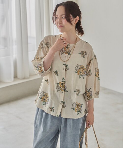 LBC（エルビーシー）の「リネン混ボタニカルプリント2WAYブラウス（シャツ/ブラウス・レディース・イエロー/ブルー・M）」の17枚目の写真