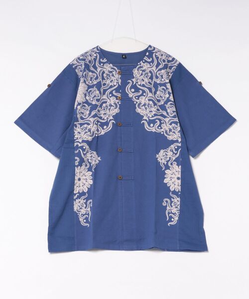 チャイハネ（チャイハネ）の「【チャイハネ】VORRUK ガディアMEN'Sノーカラーシャツ（シャツ/ブラウス・メンズ・オレンジ/パープル/ホワイト・FREE）」の7枚目の写真