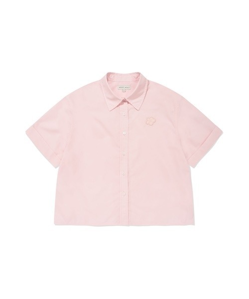 Wacky WiLLy(ワッキーウィリー)の「WOMEN'S LILY WAPPEN COTTON SHORT SLEEVE SHIRT(シャツ/ブラウス・レディース・ライトピンク/ホワイト/ネイビー・MEDIUM/SMALL)」の3枚目の写真
