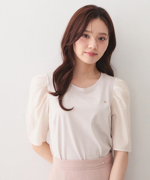 index(インデックス)の「【UVケア/接触冷感】シアータックスリーブドッキングTシャツ《洗濯機OK》(Tシャツ/カットソー・レディース・オフホワイト/ナチュラル/ブラック/グリーン系・34/36/38/40/42)」の3枚目の写真