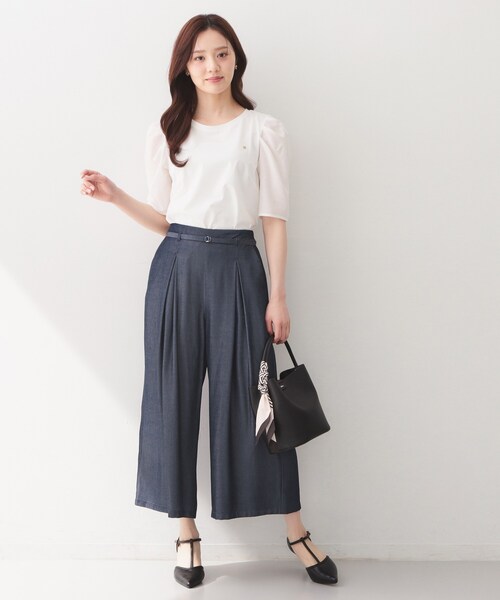 index(インデックス)の「【UVケア/接触冷感】シアータックスリーブドッキングTシャツ《洗濯機OK》(Tシャツ/カットソー・レディース・オフホワイト/ナチュラル/ブラック/グリーン系・34/36/38/40/42)」の6枚目の写真