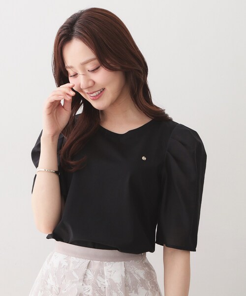 index(インデックス)の「【UVケア/接触冷感】シアータックスリーブドッキングTシャツ《洗濯機OK》(Tシャツ/カットソー・レディース・オフホワイト/ナチュラル/ブラック/グリーン系・34/36/38/40/42)」の9枚目の写真