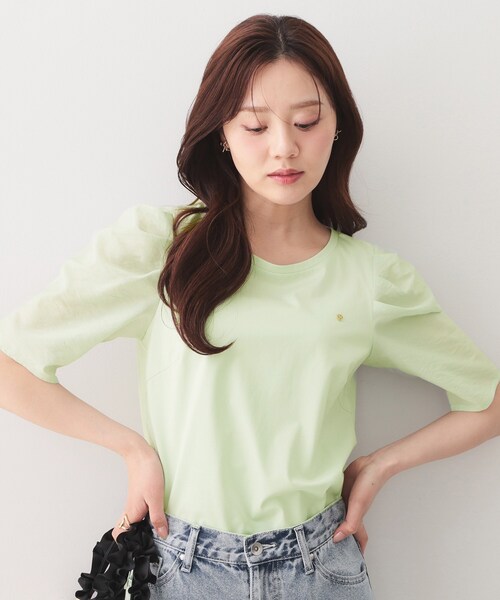 index(インデックス)の「【UVケア/接触冷感】シアータックスリーブドッキングTシャツ《洗濯機OK》(Tシャツ/カットソー・レディース・オフホワイト/ナチュラル/ブラック/グリーン系・34/36/38/40/42)」の13枚目の写真