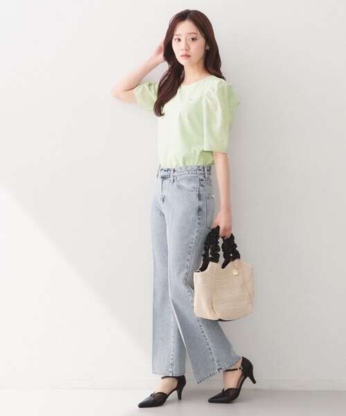 index(インデックス)の「【UVケア/接触冷感】シアータックスリーブドッキングTシャツ《洗濯機OK》(Tシャツ/カットソー・レディース・オフホワイト/ナチュラル/ブラック/グリーン系・34/36/38/40/42)」の15枚目の写真