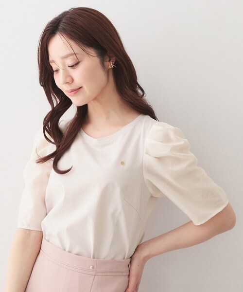 index(インデックス)の「【UVケア/接触冷感】シアータックスリーブドッキングTシャツ《洗濯機OK》(Tシャツ/カットソー・レディース・オフホワイト/ナチュラル/ブラック/グリーン系・34/36/38/40/42)」の17枚目の写真
