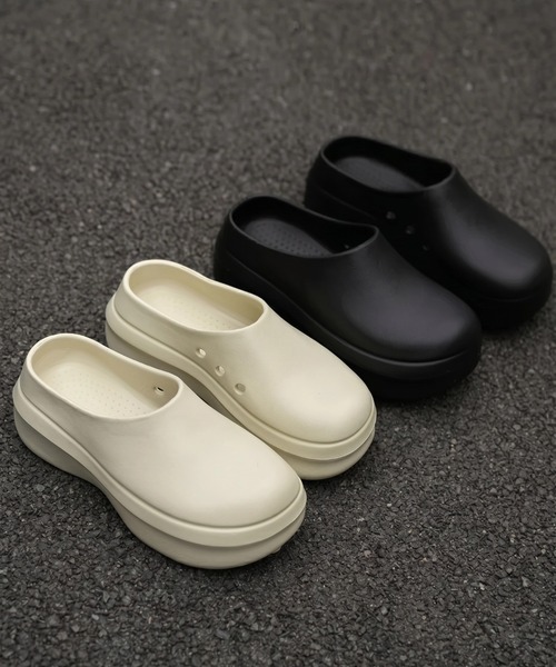 yuue' ( wear )（ユーイ）の「厚底クロッグシューズ/ボリュームサボサンダル（スリッポン・レディース・ブラック/ホワイト/ベージュ・L/M）」の22枚目の写真