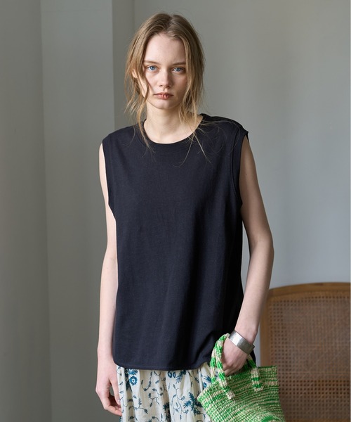 RNA-N(アールエヌエーエヌ)の「M2660 COTTON/HEMPタンク(Tシャツ/カットソー・レディース・キナリ/ブラック/オフホワイト・FREE)」の10枚目の写真