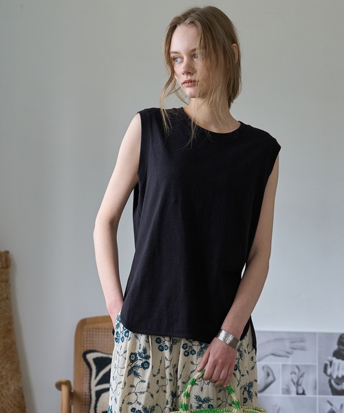 RNA-N(アールエヌエーエヌ)の「M2660 COTTON/HEMPタンク(Tシャツ/カットソー・レディース・キナリ/ブラック/オフホワイト・FREE)」の14枚目の写真