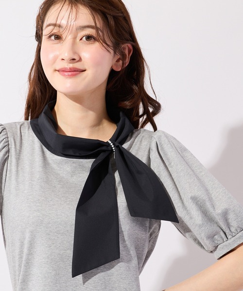 Rose Tiara(ローズティアラ)の「【2WAY】【接触冷感】リボンカットソー(Tシャツ/カットソー・レディース・ブラック/オフホワイト/グレー・38/42/46)」の15枚目の写真