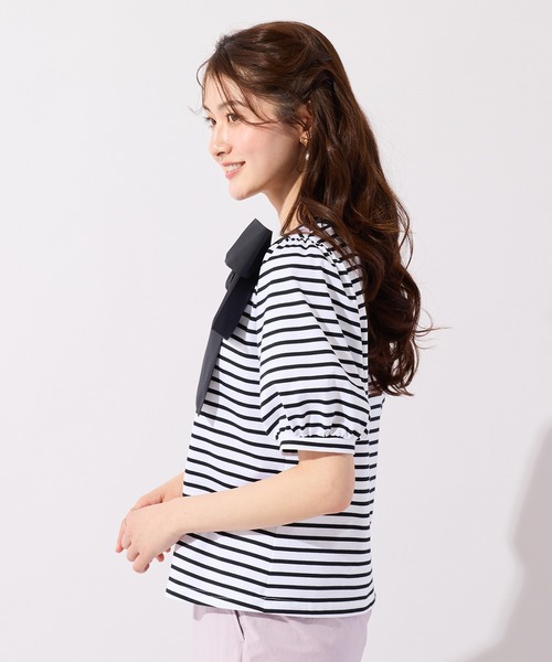 Rose Tiara(ローズティアラ)の「【2WAY】【接触冷感】リボンカットソー(Tシャツ/カットソー・レディース・ブラック/オフホワイト/グレー・38/42/46)」の21枚目の写真