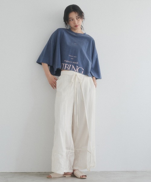 hunch(ハンチ)の「裾刺繍 ラップパンツ(その他パンツ・レディース・オフホワイト/カーキ/ブラック・FREE)」の9枚目の写真