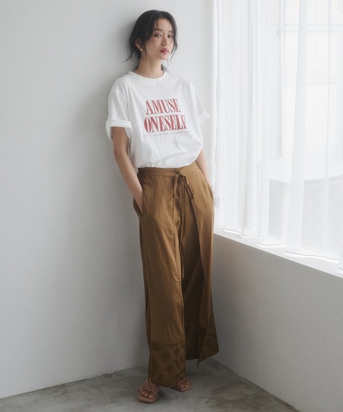 hunch(ハンチ)の「裾刺繍 ラップパンツ(その他パンツ・レディース・オフホワイト/カーキ/ブラック・FREE)」の5枚目の写真