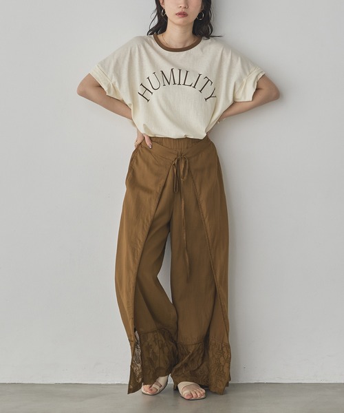 hunch(ハンチ)の「裾刺繍 ラップパンツ(その他パンツ・レディース・オフホワイト/カーキ/ブラック・FREE)」の8枚目の写真