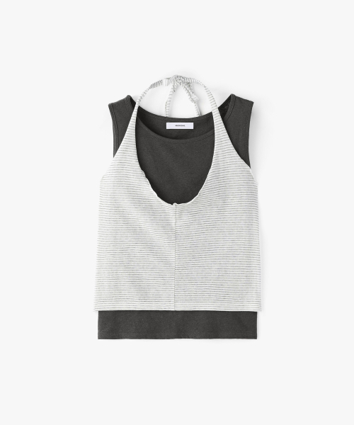 MONGDOL（モンドル）の「[SET] ホルターネックレイヤードスリーブレスホワイト MDTS101WHITE（Tシャツ/カットソー・レディース・その他・F）」の6枚目の写真