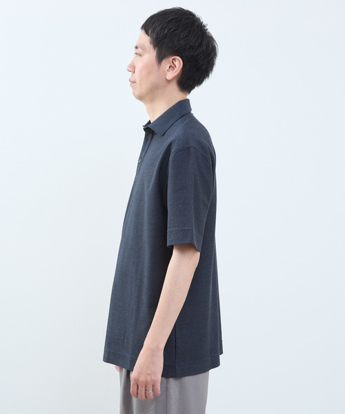 MEN'S MELROSE(メンズメルローズ)の「カルキュロメッシュポロシャツ(ポロシャツ・メンズ・ネイビー/ホワイト/サックスブルー/グレー・2/4/5/3)」の14枚目の写真